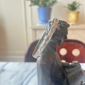 Sterling Silver Bangle Crow & Sunrise, 925 Mexico stamp